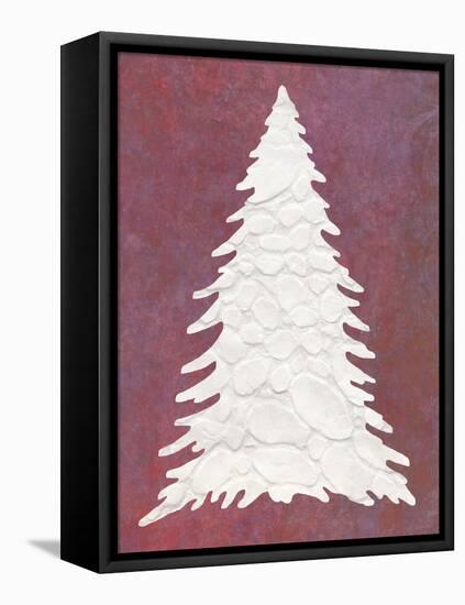 Snowy Fir Tree on pink-Cora Niele-Framed Stretched Canvas