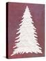 Snowy Fir Tree on pink-Cora Niele-Stretched Canvas