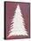 Snowy Fir Tree on pink-Cora Niele-Framed Stretched Canvas