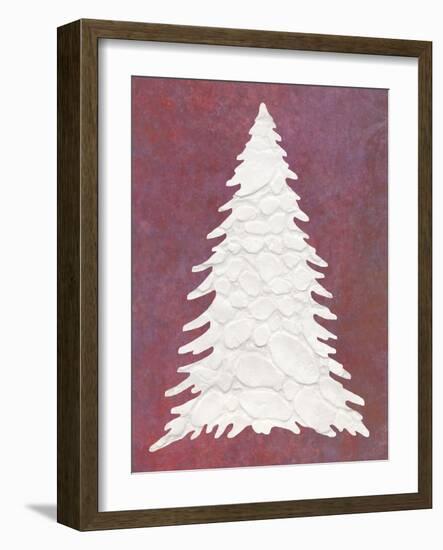 Snowy Fir Tree on pink-Cora Niele-Framed Giclee Print