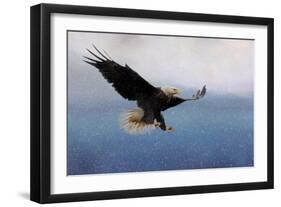 Snowy Flight Bald Eagle-Jai Johnson-Framed Giclee Print