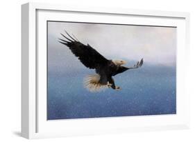 Snowy Flight Bald Eagle-Jai Johnson-Framed Giclee Print