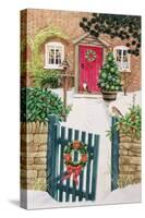 Snowy Front Garden-Linda Benton-Stretched Canvas