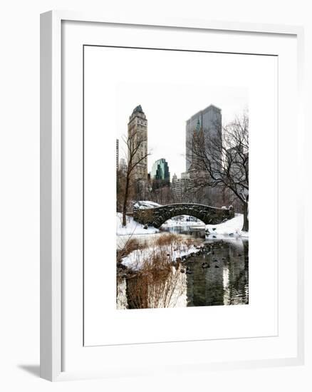 Snowy Gapstow Bridge of Central Park, Manhattan in New York City-Philippe Hugonnard-Framed Photographic Print