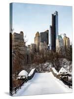 Snowy Gapstow Bridge of Central Park, Manhattan in New York City-Philippe Hugonnard-Stretched Canvas