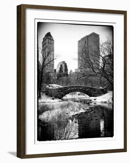 Snowy Gapstow Bridge of Central Park, Manhattan in New York City-Philippe Hugonnard-Framed Photographic Print