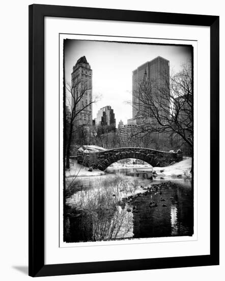 Snowy Gapstow Bridge of Central Park, Manhattan in New York City-Philippe Hugonnard-Framed Photographic Print