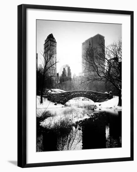 Snowy Gapstow Bridge of Central Park, Manhattan in New York City-Philippe Hugonnard-Framed Photographic Print