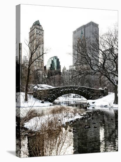 Snowy Gapstow Bridge of Central Park, Manhattan in New York City-Philippe Hugonnard-Stretched Canvas