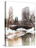 Snowy Gapstow Bridge of Central Park, Manhattan in New York City-Philippe Hugonnard-Stretched Canvas