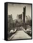 Snowy Gapstow Bridge of Central Park, Manhattan in New York City-Philippe Hugonnard-Framed Stretched Canvas