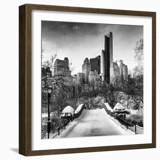 Snowy Gapstow Bridge of Central Park, Manhattan in New York City-Philippe Hugonnard-Framed Photographic Print