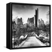 Snowy Gapstow Bridge of Central Park, Manhattan in New York City-Philippe Hugonnard-Framed Stretched Canvas