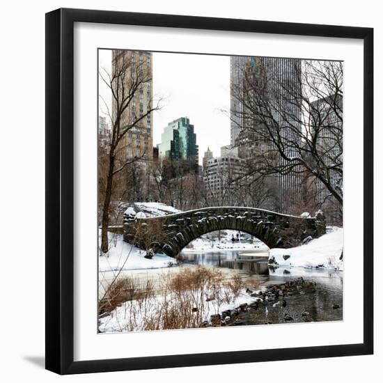 Snowy Gapstow Bridge of Central Park, Manhattan in New York City-Philippe Hugonnard-Framed Photographic Print