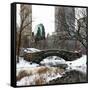 Snowy Gapstow Bridge of Central Park, Manhattan in New York City-Philippe Hugonnard-Framed Stretched Canvas