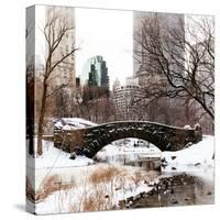 Snowy Gapstow Bridge of Central Park, Manhattan in New York City-Philippe Hugonnard-Stretched Canvas