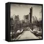 Snowy Gapstow Bridge of Central Park, Manhattan in New York City-Philippe Hugonnard-Framed Stretched Canvas