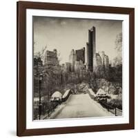 Snowy Gapstow Bridge of Central Park, Manhattan in New York City-Philippe Hugonnard-Framed Photographic Print