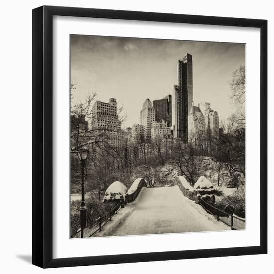 Snowy Gapstow Bridge of Central Park, Manhattan in New York City-Philippe Hugonnard-Framed Photographic Print