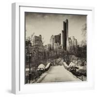 Snowy Gapstow Bridge of Central Park, Manhattan in New York City-Philippe Hugonnard-Framed Photographic Print