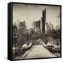 Snowy Gapstow Bridge of Central Park, Manhattan in New York City-Philippe Hugonnard-Framed Stretched Canvas