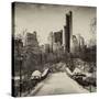 Snowy Gapstow Bridge of Central Park, Manhattan in New York City-Philippe Hugonnard-Stretched Canvas