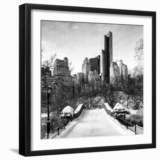 Snowy Gapstow Bridge of Central Park, Manhattan in New York City-Philippe Hugonnard-Framed Photographic Print