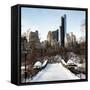 Snowy Gapstow Bridge of Central Park, Manhattan in New York City-Philippe Hugonnard-Framed Stretched Canvas