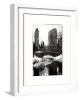 Snowy Gapstow Bridge of Central Park, Manhattan in New York City-Philippe Hugonnard-Framed Art Print