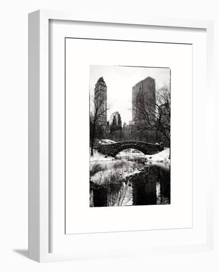 Snowy Gapstow Bridge of Central Park, Manhattan in New York City-Philippe Hugonnard-Framed Art Print