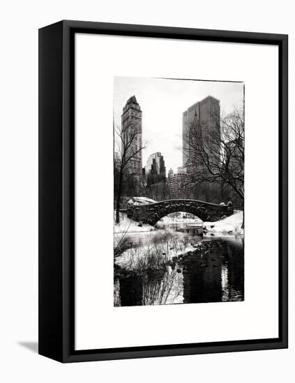 Snowy Gapstow Bridge of Central Park, Manhattan in New York City-Philippe Hugonnard-Framed Stretched Canvas