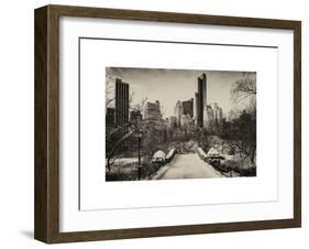 Snowy Gapstow Bridge of Central Park, Manhattan in New York City-Philippe Hugonnard-Framed Art Print