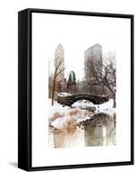 Snowy Gapstow Bridge of Central Park, Manhattan in New York City-Philippe Hugonnard-Framed Stretched Canvas