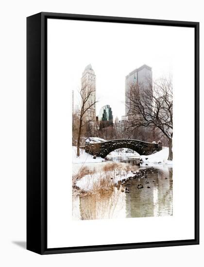 Snowy Gapstow Bridge of Central Park, Manhattan in New York City-Philippe Hugonnard-Framed Stretched Canvas