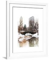 Snowy Gapstow Bridge of Central Park, Manhattan in New York City-Philippe Hugonnard-Framed Art Print