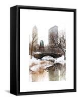 Snowy Gapstow Bridge of Central Park, Manhattan in New York City-Philippe Hugonnard-Framed Stretched Canvas