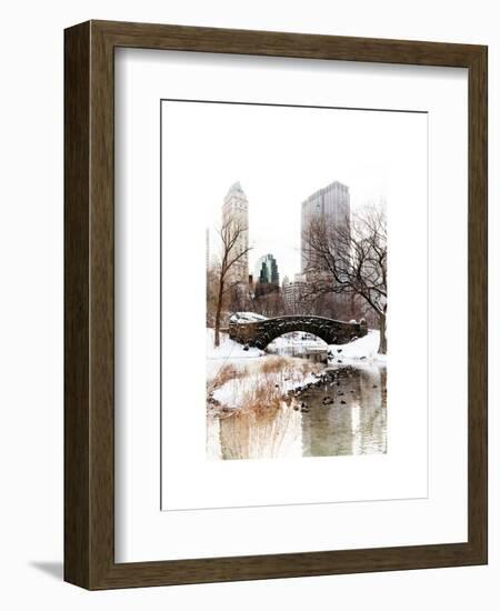 Snowy Gapstow Bridge of Central Park, Manhattan in New York City-Philippe Hugonnard-Framed Art Print