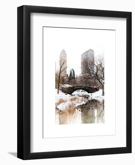 Snowy Gapstow Bridge of Central Park, Manhattan in New York City-Philippe Hugonnard-Framed Art Print