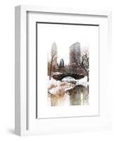 Snowy Gapstow Bridge of Central Park, Manhattan in New York City-Philippe Hugonnard-Framed Art Print