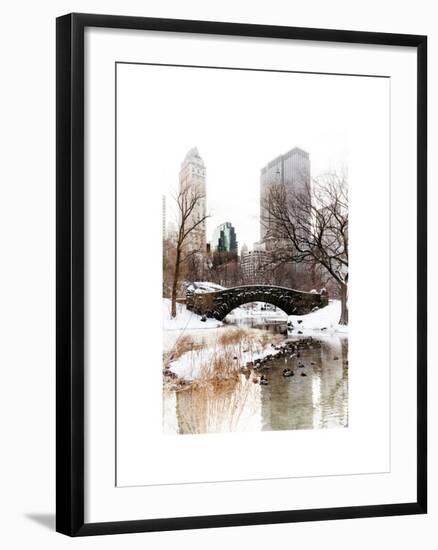 Snowy Gapstow Bridge of Central Park, Manhattan in New York City-Philippe Hugonnard-Framed Art Print