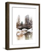 Snowy Gapstow Bridge of Central Park, Manhattan in New York City-Philippe Hugonnard-Framed Art Print