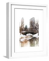 Snowy Gapstow Bridge of Central Park, Manhattan in New York City-Philippe Hugonnard-Framed Art Print