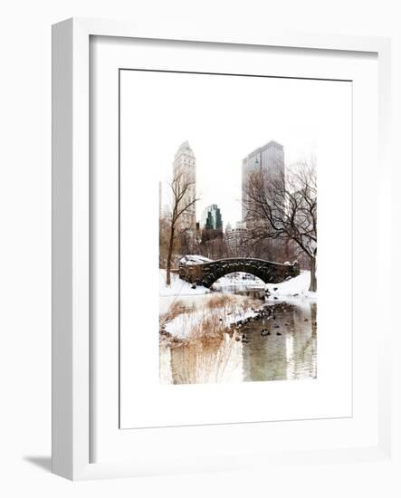 Snowy Gapstow Bridge of Central Park, Manhattan in New York City-Philippe Hugonnard-Framed Art Print