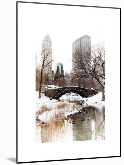 Snowy Gapstow Bridge of Central Park, Manhattan in New York City-Philippe Hugonnard-Mounted Art Print