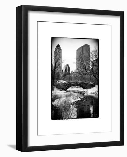 Snowy Gapstow Bridge of Central Park, Manhattan in New York City-Philippe Hugonnard-Framed Art Print