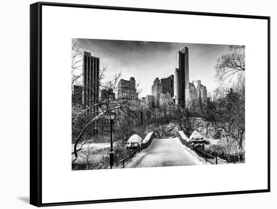 Snowy Gapstow Bridge of Central Park, Manhattan in New York City-Philippe Hugonnard-Framed Stretched Canvas