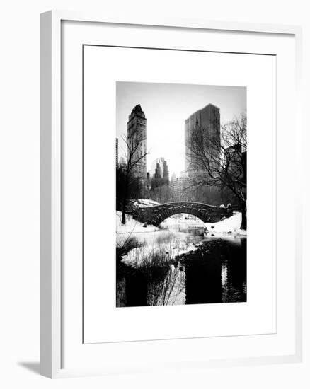 Snowy Gapstow Bridge of Central Park, Manhattan in New York City-Philippe Hugonnard-Framed Art Print