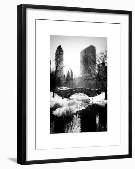 Snowy Gapstow Bridge of Central Park, Manhattan in New York City-Philippe Hugonnard-Framed Art Print