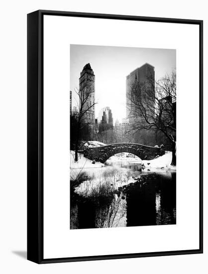 Snowy Gapstow Bridge of Central Park, Manhattan in New York City-Philippe Hugonnard-Framed Stretched Canvas