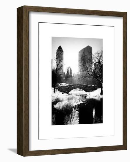 Snowy Gapstow Bridge of Central Park, Manhattan in New York City-Philippe Hugonnard-Framed Art Print